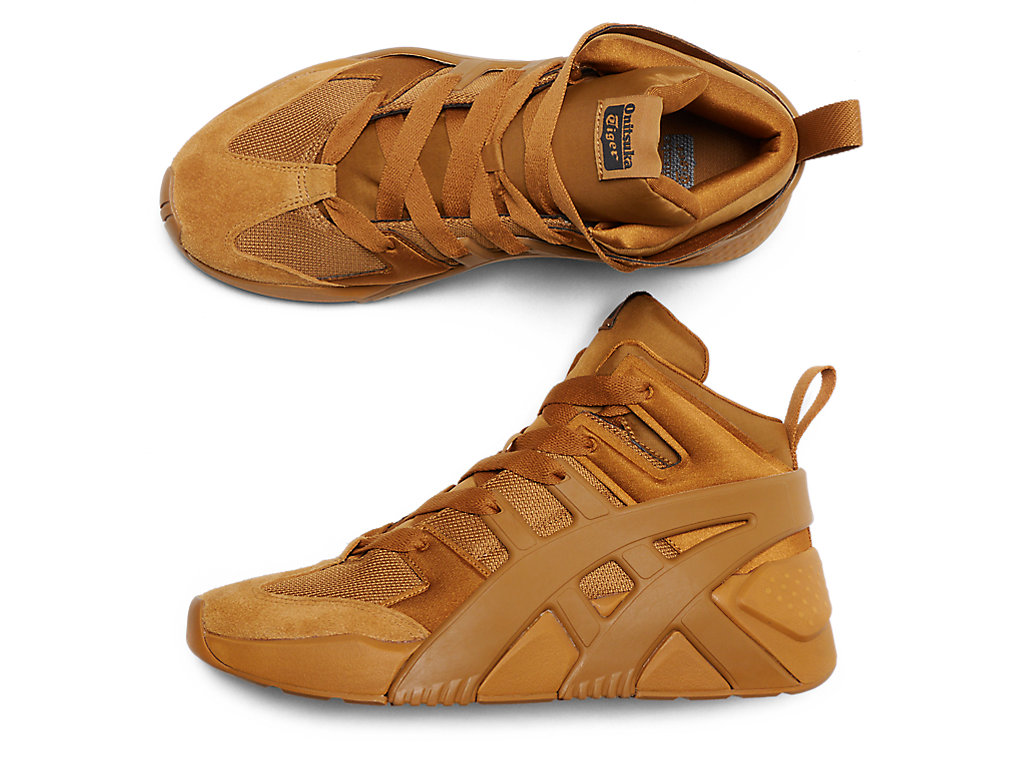 Men's Onitsuka Tiger Big Logo Trainer Puffed Shoes Tan Presidio/Tan Presidio | 38516QZHG