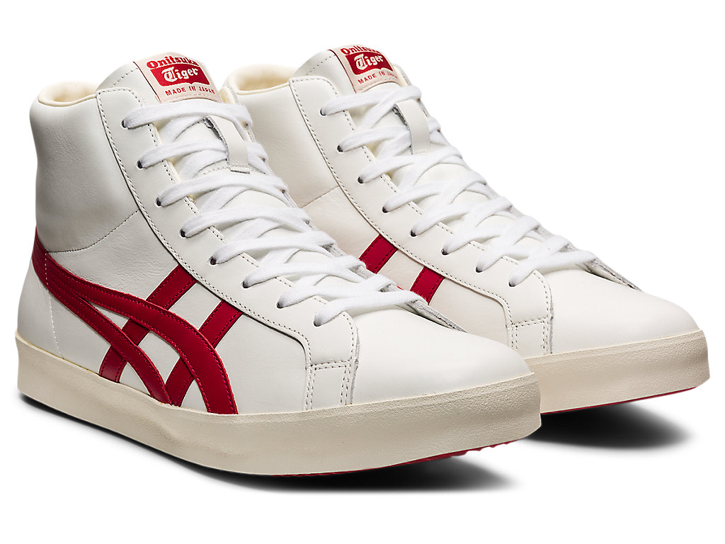 Men's Onitsuka Tiger Fabre Hi Nm Shoes White/Classic Red | 39402RDNI