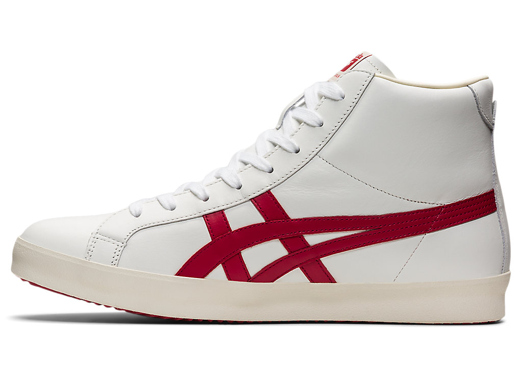 Men's Onitsuka Tiger Fabre Hi Nm Shoes White/Classic Red | 39402RDNI