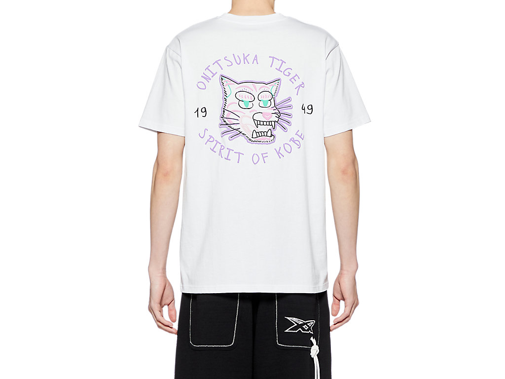 Men's Onitsuka Tiger Graphic Tee Clothing White | 12389DMFP