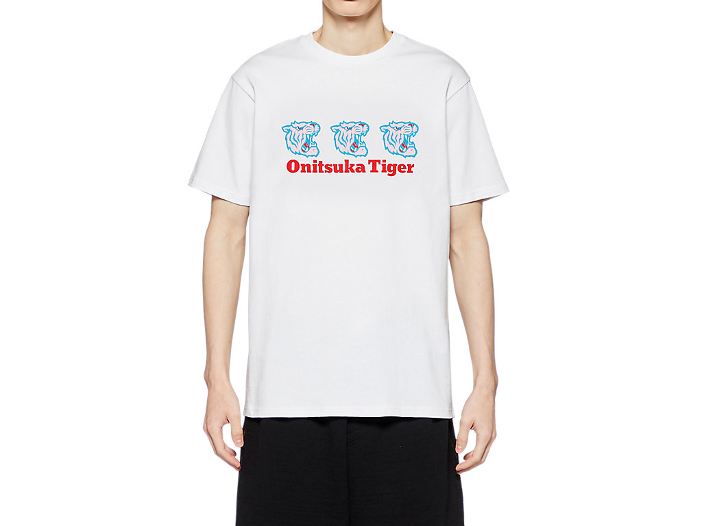 Men\'s Onitsuka Tiger Graphic Tee Clothing White | 18395TPBO