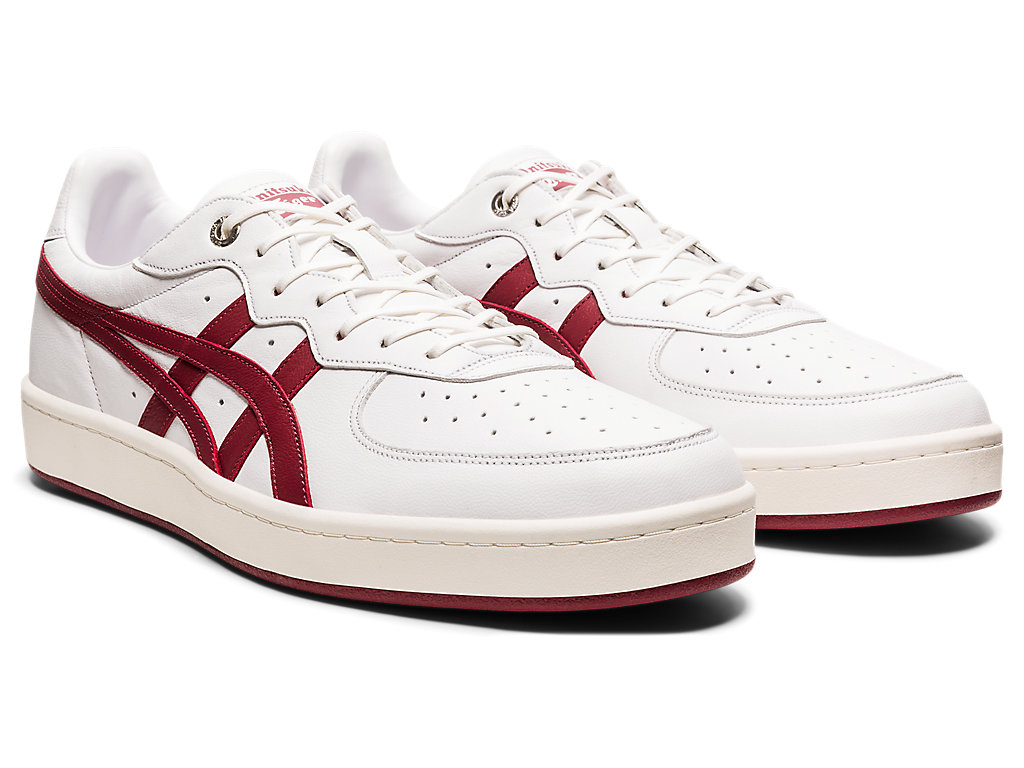 Men's Onitsuka Tiger Gsm Sd Shoes White/Beet Juice | 23019YNAK