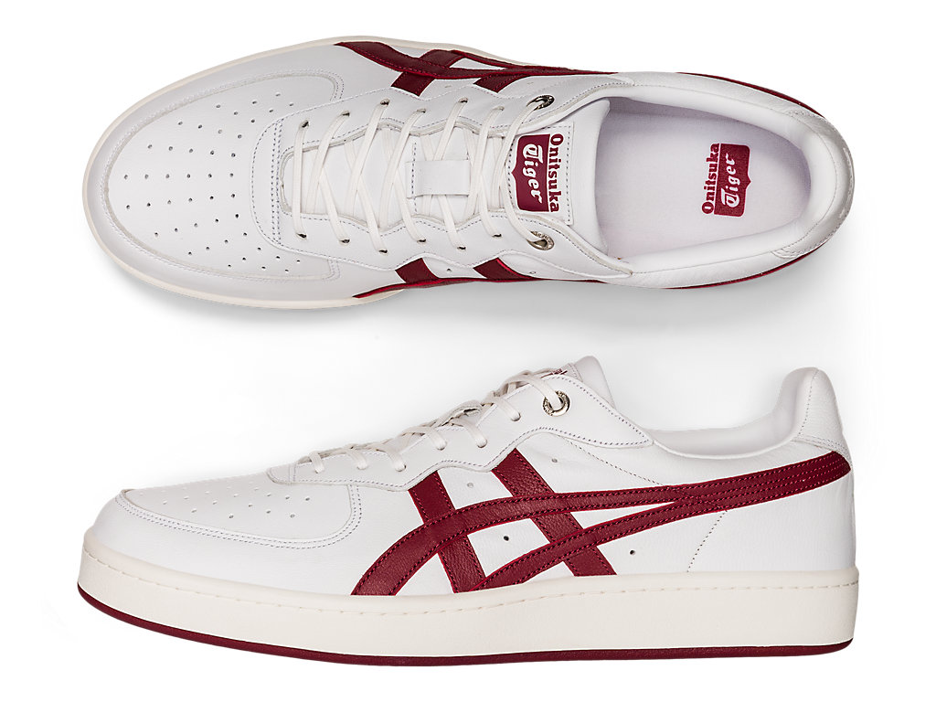 Men's Onitsuka Tiger Gsm Sd Shoes White/Beet Juice | 23019YNAK