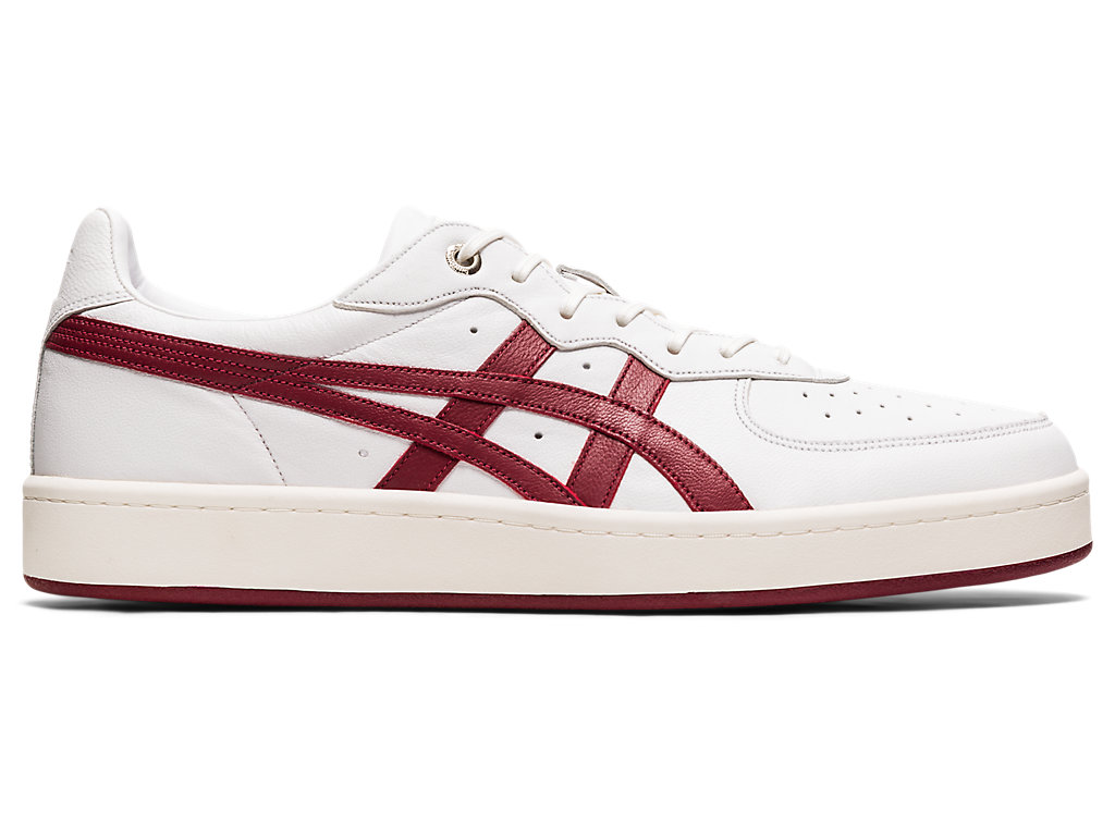 Men\'s Onitsuka Tiger Gsm Sd Shoes White/Beet Juice | 23019YNAK