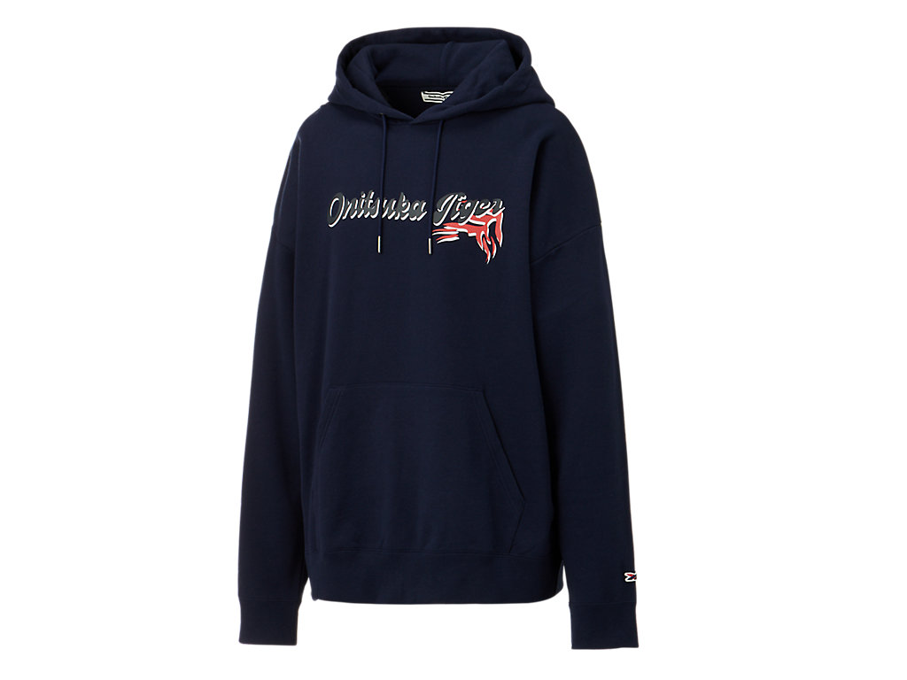 Men's Onitsuka Tiger Hoodie Top Clothing Dark Navy | 43701AMCU