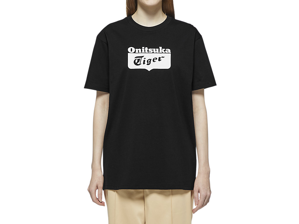 Men's Onitsuka Tiger Logo Tee Clothing Black/White | 65801BFXJ