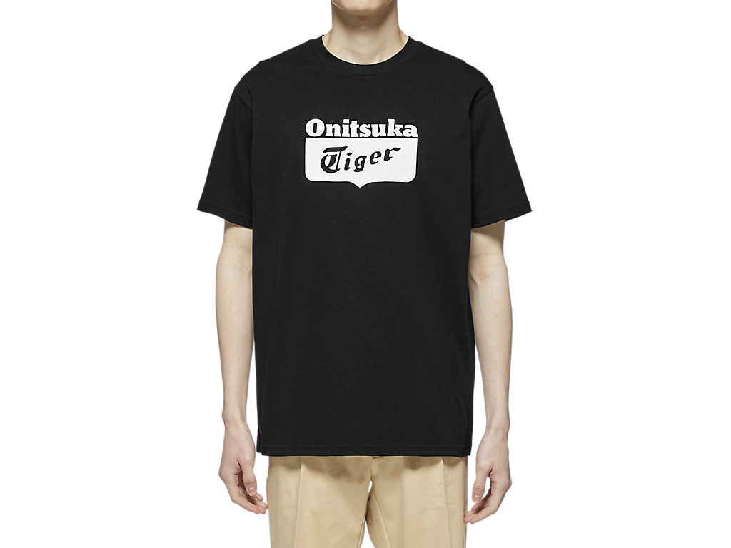 Men\'s Onitsuka Tiger Logo Tee Clothing Black/White | 65801BFXJ