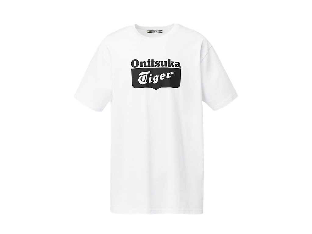 Men's Onitsuka Tiger Logo Tee Clothing White/Black | 04925KVSQ