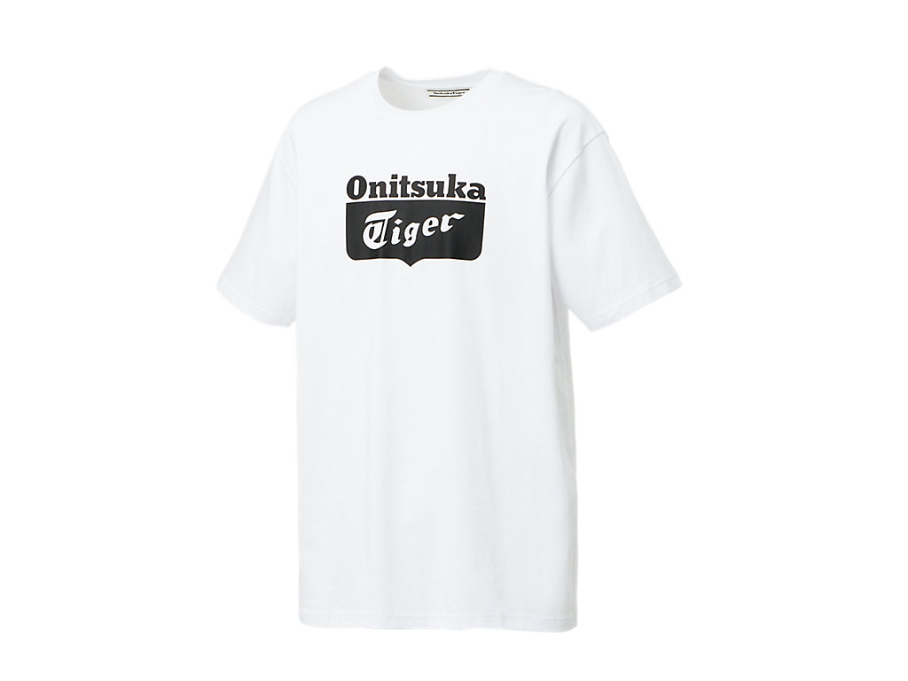 Men's Onitsuka Tiger Logo Tee Clothing White/Black | 04925KVSQ