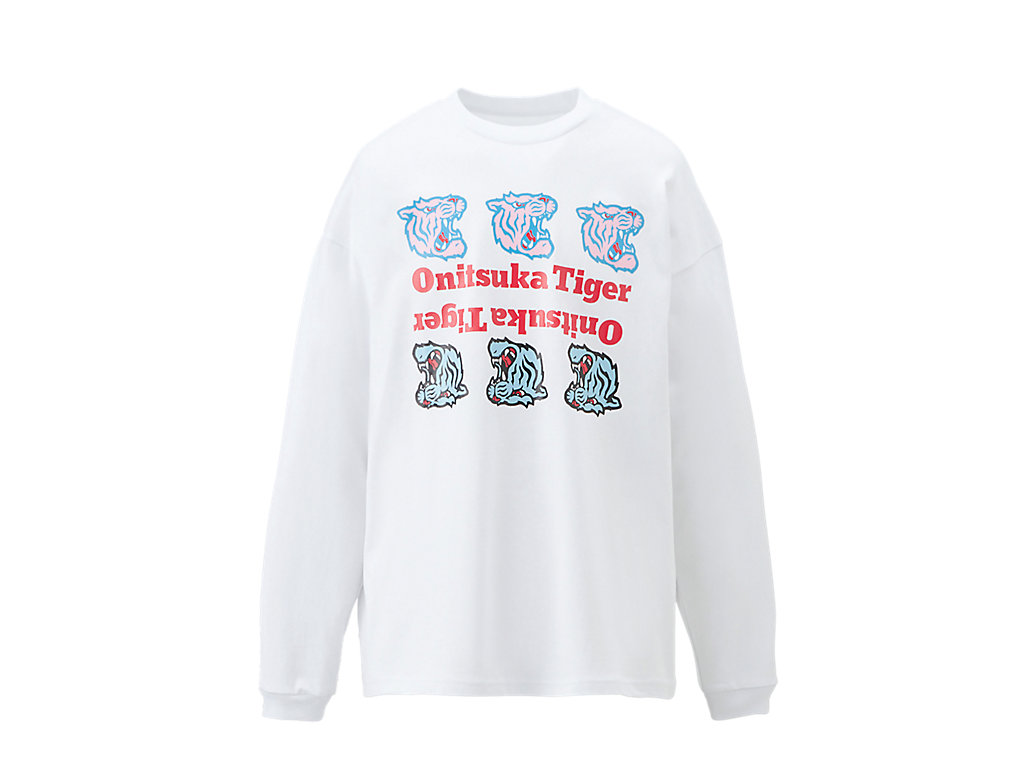 Men's Onitsuka Tiger Ls Graphic Tee Clothing White | 19425QOHP