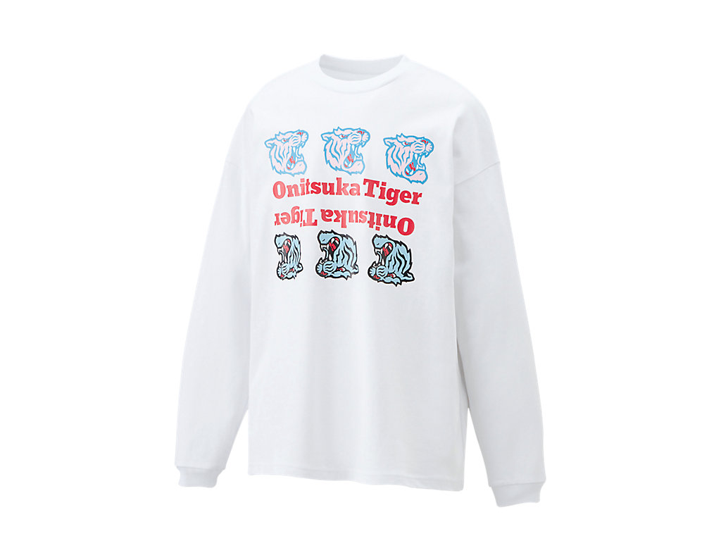 Men's Onitsuka Tiger Ls Graphic Tee Clothing White | 19425QOHP