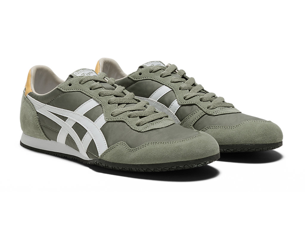 Men's Onitsuka Tiger Serrano Shoes Burnt Olive/White | 17420IPGF