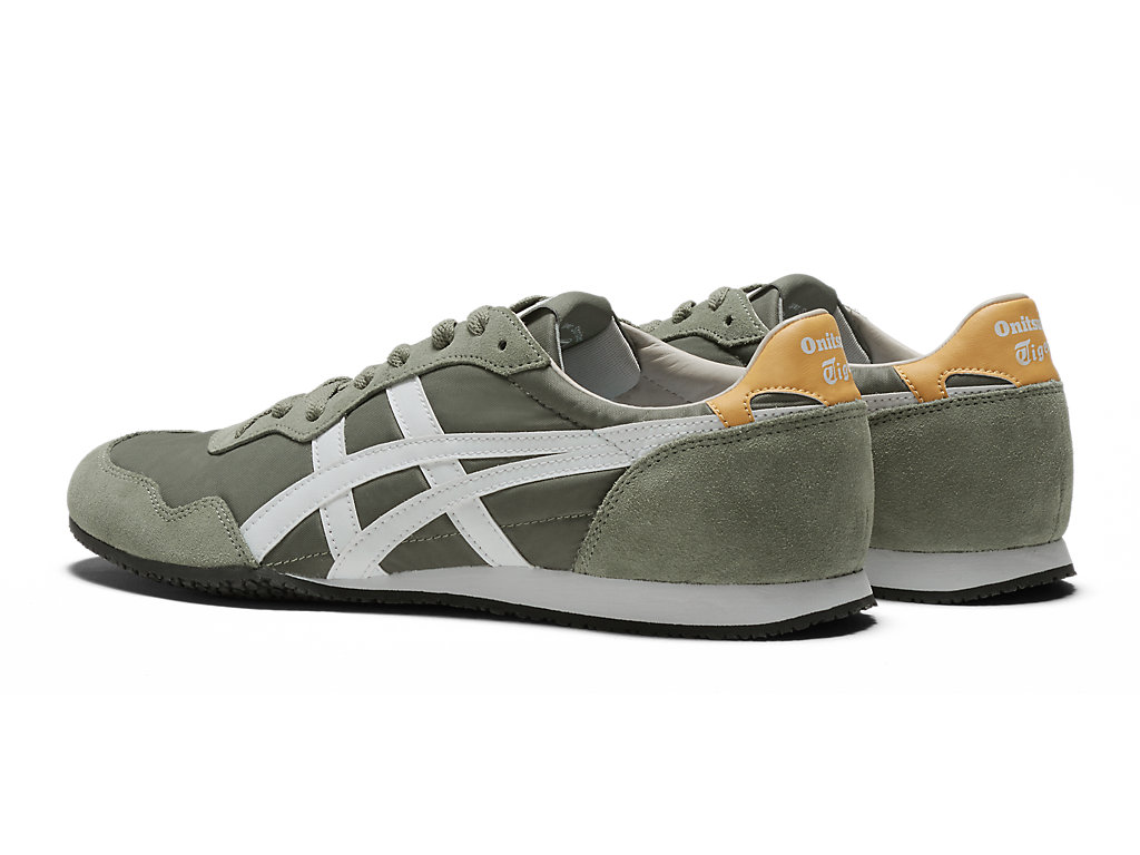 Men's Onitsuka Tiger Serrano Shoes Burnt Olive/White | 17420IPGF