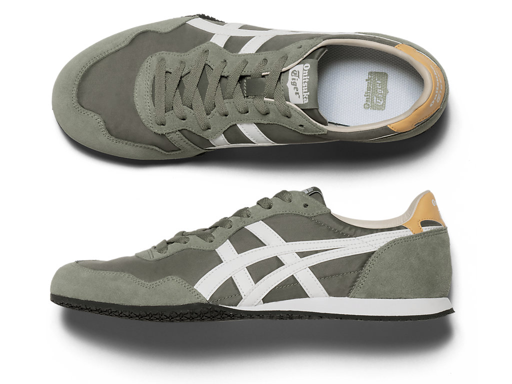 Men's Onitsuka Tiger Serrano Shoes Burnt Olive/White | 17420IPGF