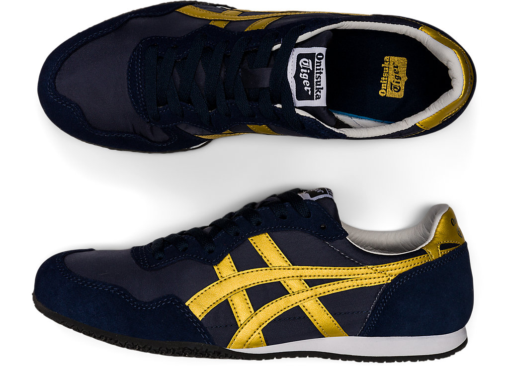 Men's Onitsuka Tiger Serrano Shoes Midnight/Pure Gold | 94521IXEU