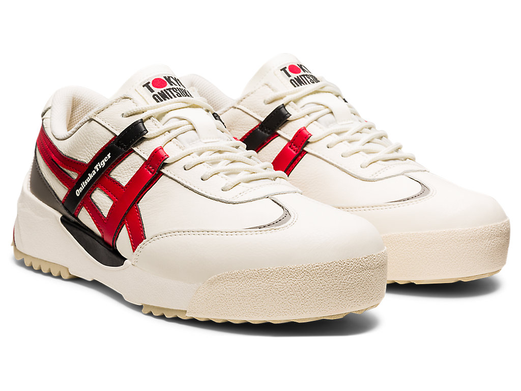 Women's Onitsuka Tiger Delegation Ex Shoes Cream/Classic Red | 54172RBTQ