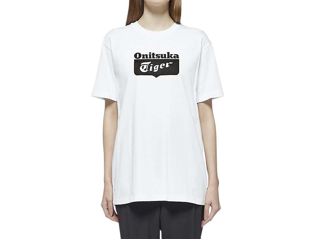 Women's Onitsuka Tiger Logo Tee Clothing White/Black | 16439CDTH