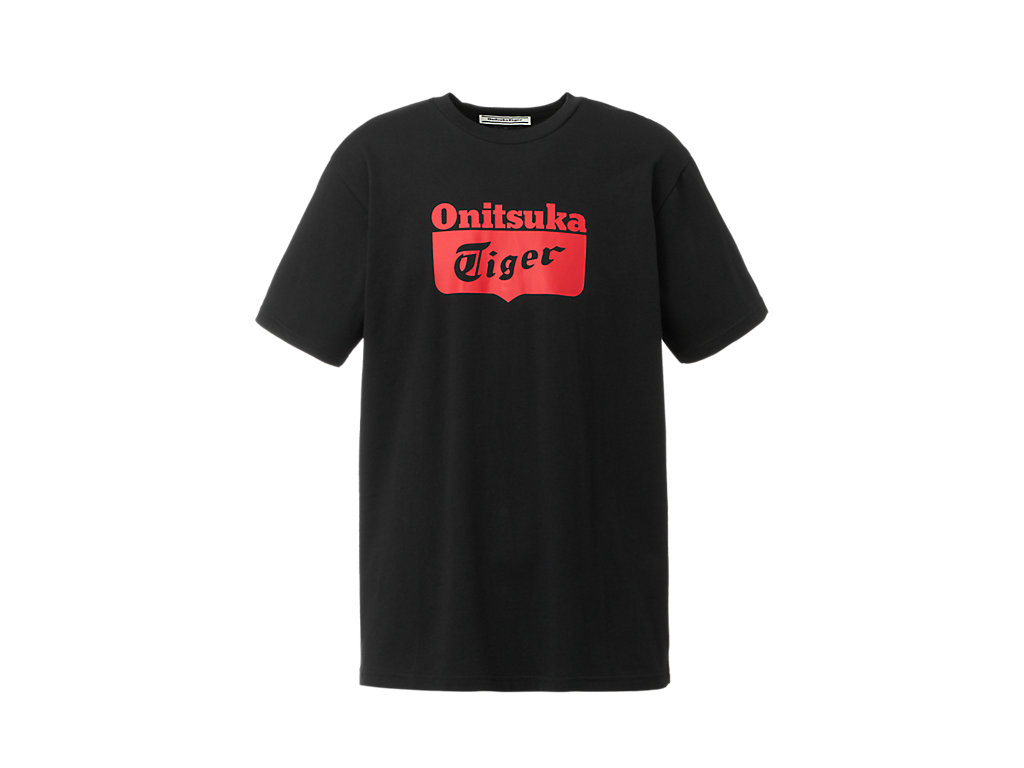 Women's Onitsuka Tiger Logo Tee Clothing Black/Red | 56073BUCD