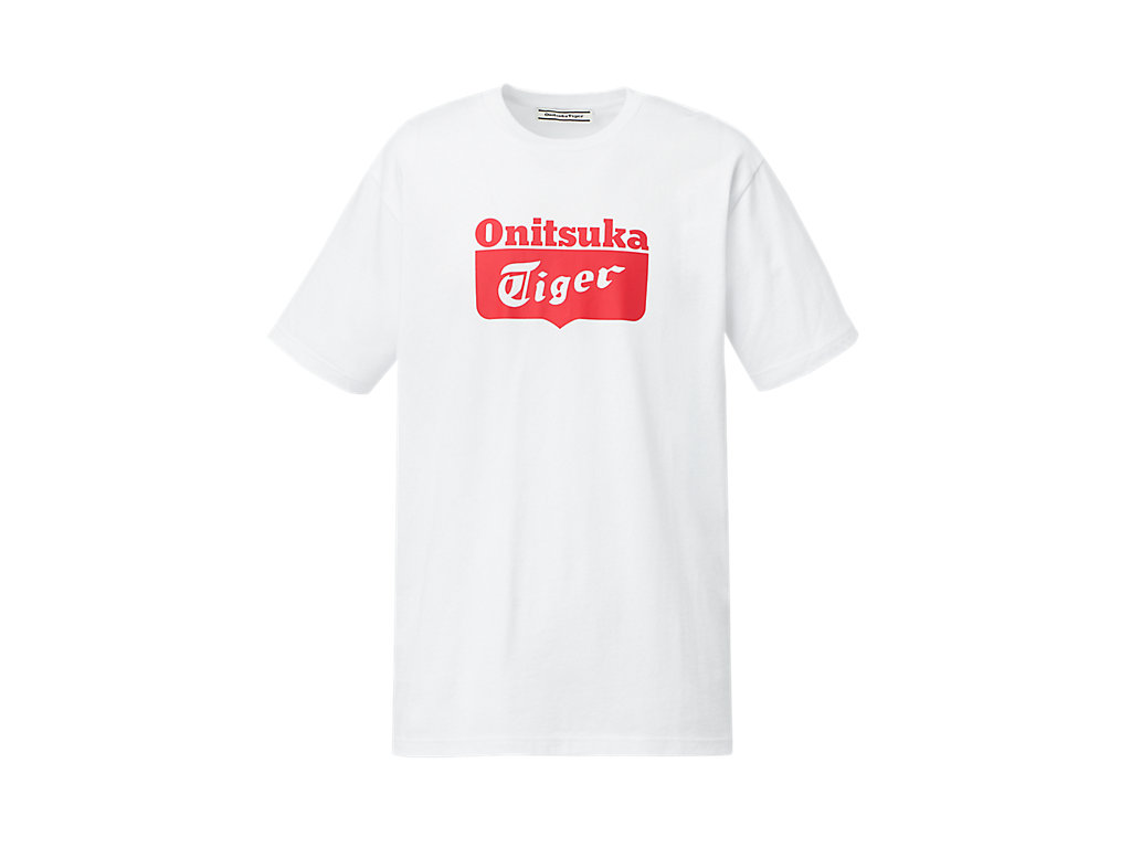 Women's Onitsuka Tiger Logo Tee Clothing White/Red | 91056MAFY