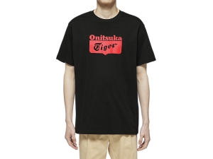 Men's Onitsuka Tiger Logo Tee Clothing Black/Red | 35791VCYM