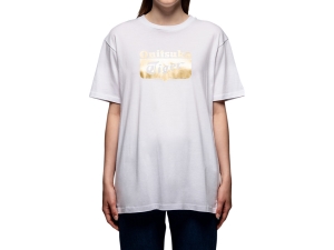 Men's Onitsuka Tiger Logo Tee Clothing Real White/Rich Gold | 28657TIUV