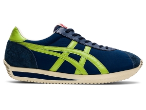 Women's Onitsuka Tiger Moal 77 Nm Shoes Peacoat/Neon Lime | 10457DEWF